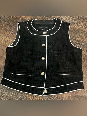 Rachel Zoe Black Tweed Sleeveless Dress with White Trim